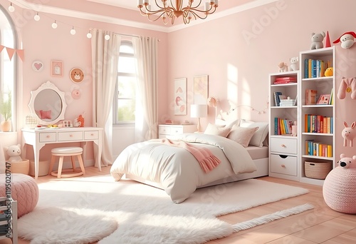 Wallpaper Mural Girls Pink Bedroom Decor White Furniture Plush Rug Torontodigital.ca