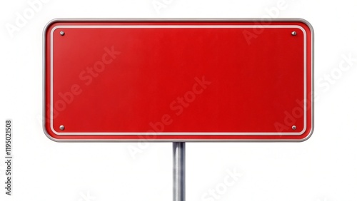 A blank red road sign isolated on a white background
 photo