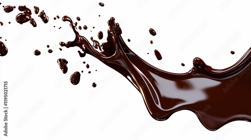 Fototapeta premium Dynamic chocolate splash isolated on white.