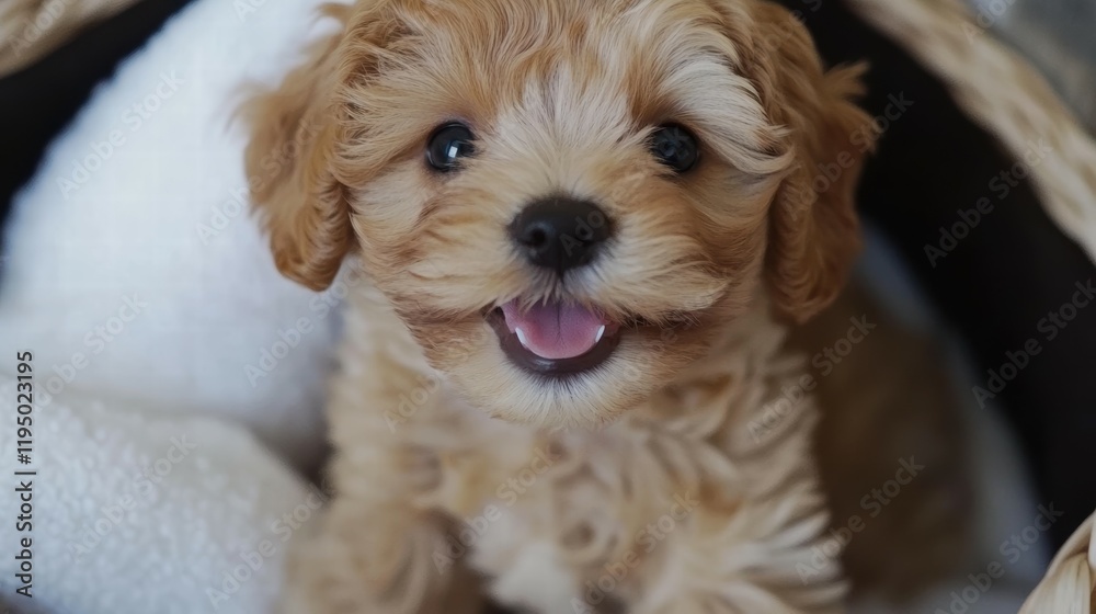 Cockapoo puppy smiling white background pet photography indoor close-up cute cuddly puppy concept Cockapoo puppy smiling white background pet photography indoor close-up cute cuddly puppy concept