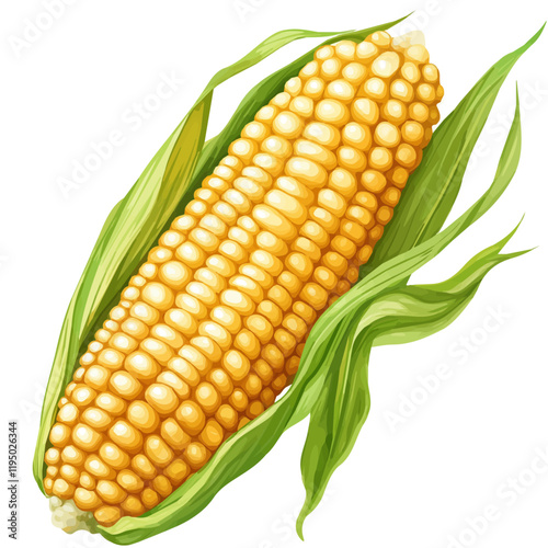 A watercolor drawing of sweet corn, isolated on a white background. Sweet corn vector.
