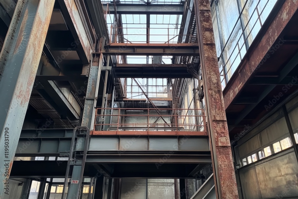 Fototapeta premium Rusty Industrial Building Interior