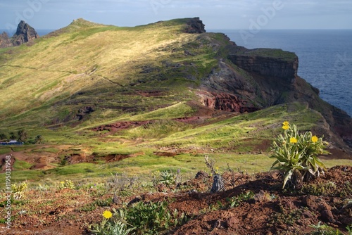 Ponta de São Lourenço. View of Sao Lourenco Peninsula in Madeira. The easternmost point of Madeira. Sao Lourenco Cliffs. Spring in Madeira. Portugal. photo