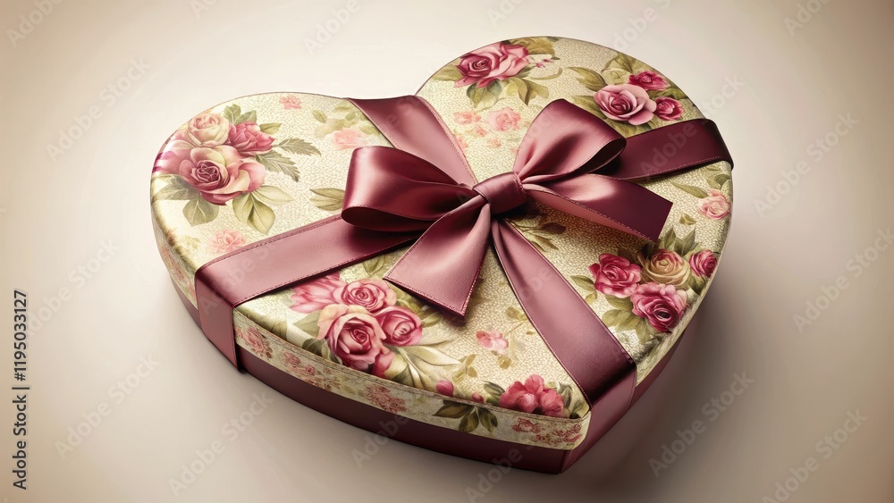 Heart-Shaped Box with Satin Ribbon, Floral Pattern , love gift, romantic decoration , love gift Heart-Shaped Box with Satin Ribbon, Floral Pattern , love gift, romantic decoration , love gift