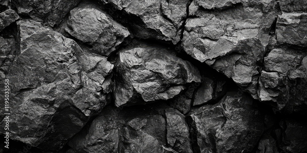 Black rock texture with deep shadows and bold cracks on a dark background featuring ample copy space ideal for web banner design and layouts Black rock texture with deep shadows and bold cracks on a dark background featuring ample copy space ideal for web banner design and layouts