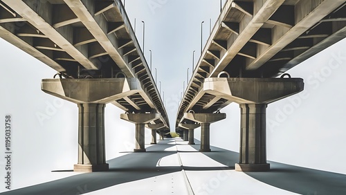Cement elevated highway overpass. bridge infra structure. isolated on white background.