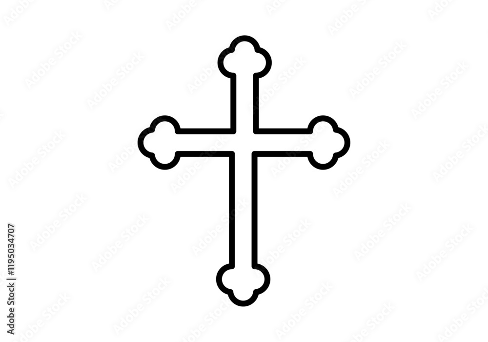 Icono negro de crucifijo con curvas Icono negro de crucifijo con curvas