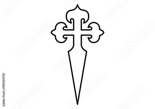 Icono negro de crucifijo elegante en fondo blanco