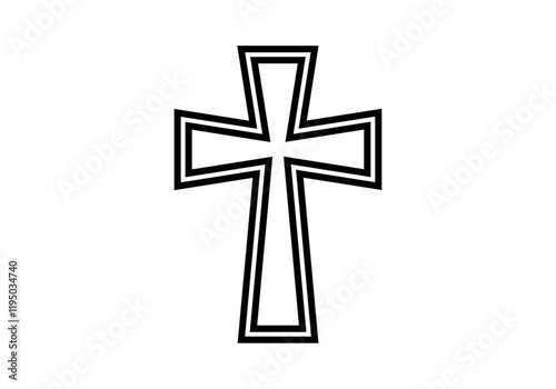 Icono negro de crucifijo de doble trazo