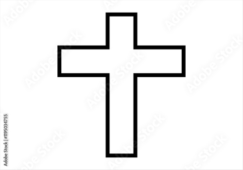 Icono negro de cruz o crucifijo cristiano en fondo blanco