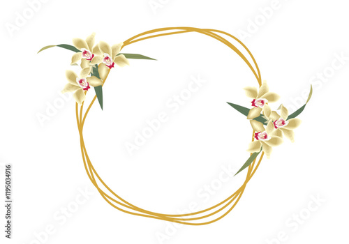 Círculo dorado con flores amarillas
