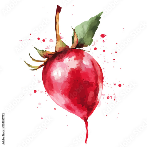A watercolor of Rosehip, isolated on a white background. Rosehip vector.
