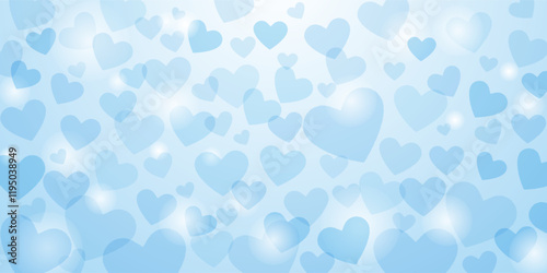 ホワイトデーに使えるキラキラ輝く青いハートのベクター背景画像