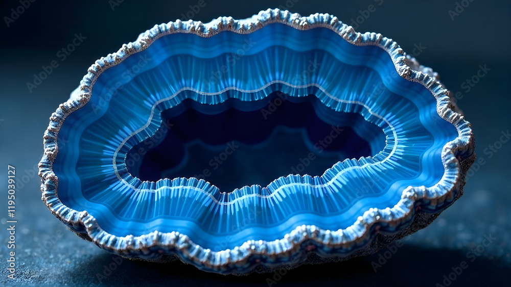 Abstract Background. A unique piece of blue rock that features a noticeable hole right in the middle, captivating and intriguing to behold