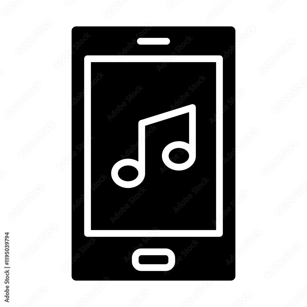 Music App Vector Glyph Icon Design Music App Vector Glyph Icon Design