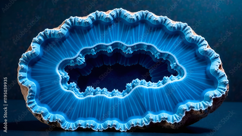 Abstract Background. A unique piece of blue rock that features a noticeable hole right in the middle, captivating and intriguing to behold