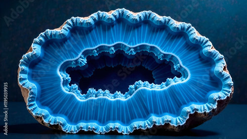 Abstract Background. A unique piece of blue rock that features a noticeable hole right in the middle, captivating and intriguing to behold
