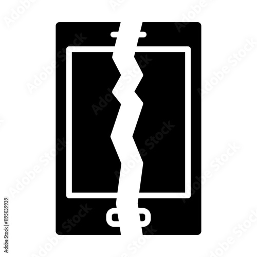 Broken Cell Phone Vector Glyph Icon Design