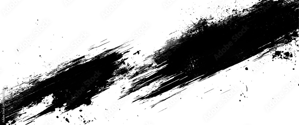 Vector abstract brushstroke black ink stroke texture.