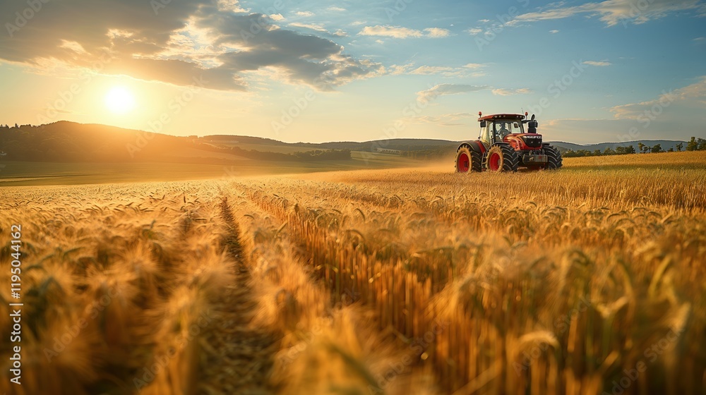 Naklejka premium Lush and vibrant agricultural landscape with varied fields, patchy farmland and rolling hills. Agriculture. Planting, harvesting. Grains, vegetables, fruits. Agricultural industry 