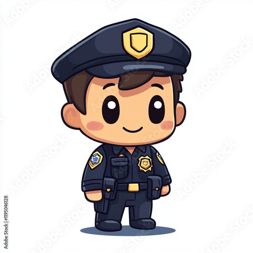 Cute Cartoon Police Officer Illustration -  Cute and Kawaii charact. photo