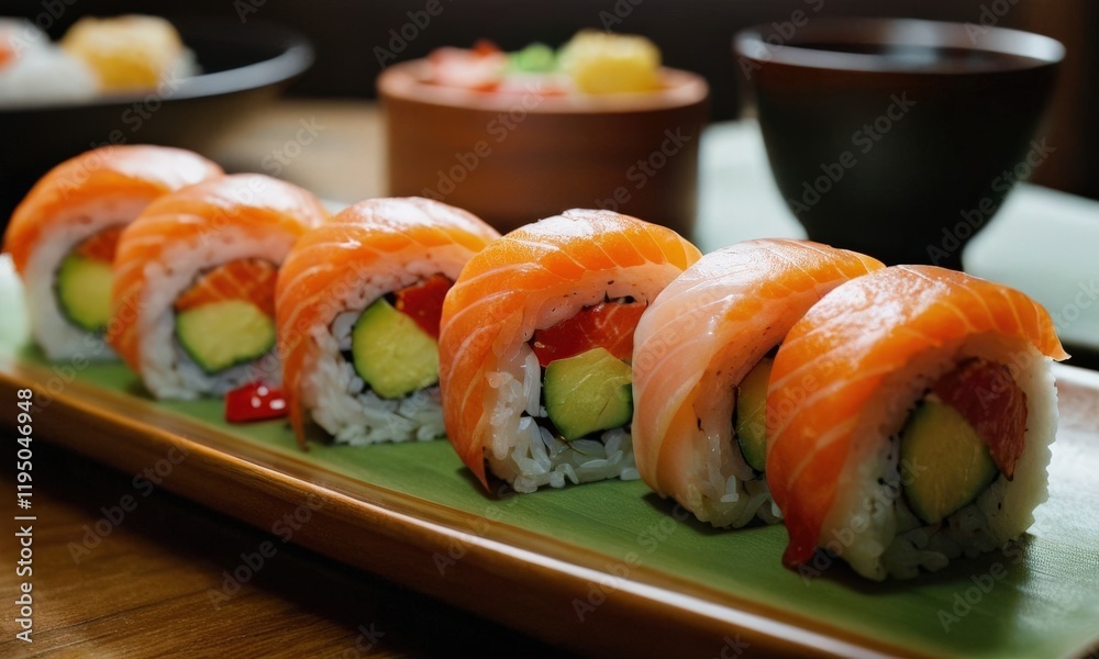 Delicious Salmon Sushi Rolls Ready to Eat Delicious Salmon Sushi Rolls Ready to Eat