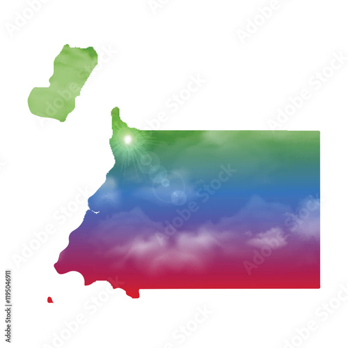 Map of EQUATORIAL GUINEA with Beautiful Sun and Clouds in Body photo