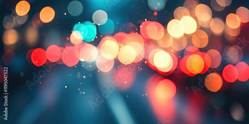 Bokeh lights in soft focus with vibrant red blue and orange circular shapes on a blurred background creating a dreamy atmospheric effect photo