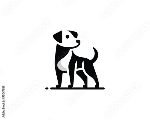 Silhouette Dog logo design icon symbol vector illustration. Black and White Dog Logo photo