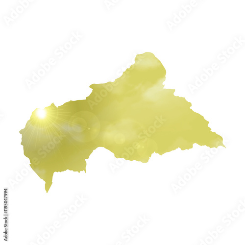 Map of C.A.R with Beautiful Sun and Clouds in Body