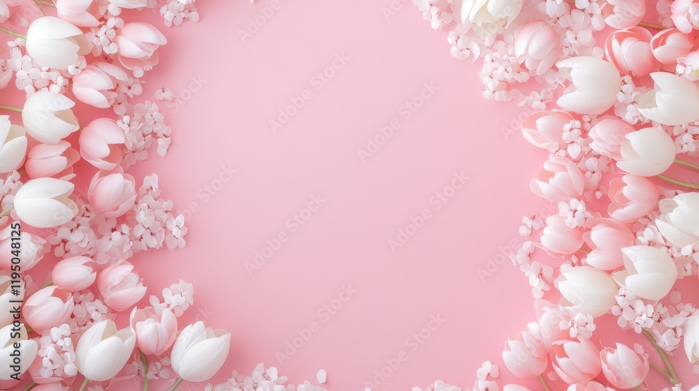 Delicate Floral Frame: A soft pink backdrop adorned with a delicate arrangement of white and pink flowers, creating a graceful floral frame perfect for elegant designs and feminine projects. Delicate Floral Frame: A soft pink backdrop adorned with a delicate arrangement of white and pink flowers, creating a graceful floral frame perfect for elegant designs and feminine projects.