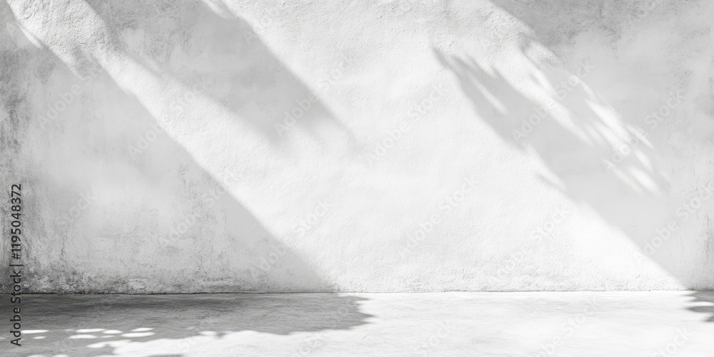 Fototapeta premium High-key black and white wall with soft shadows showcasing minimal contrast on bright white background creating a serene and timeless atmosphere