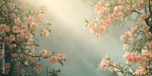 Wallpaper Mural serene and romantic background featuring delicate cherry blossoms bathed in soft sunlight, creating dreamy and tranquil atmosphere Torontodigital.ca