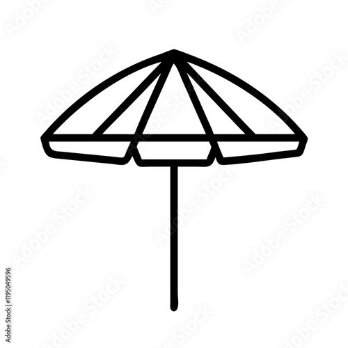 beach umbrella icon, beach umbrella line art - simple line art of beach umbrella, perfect for beach umbrella logos and icons and themed design  photo