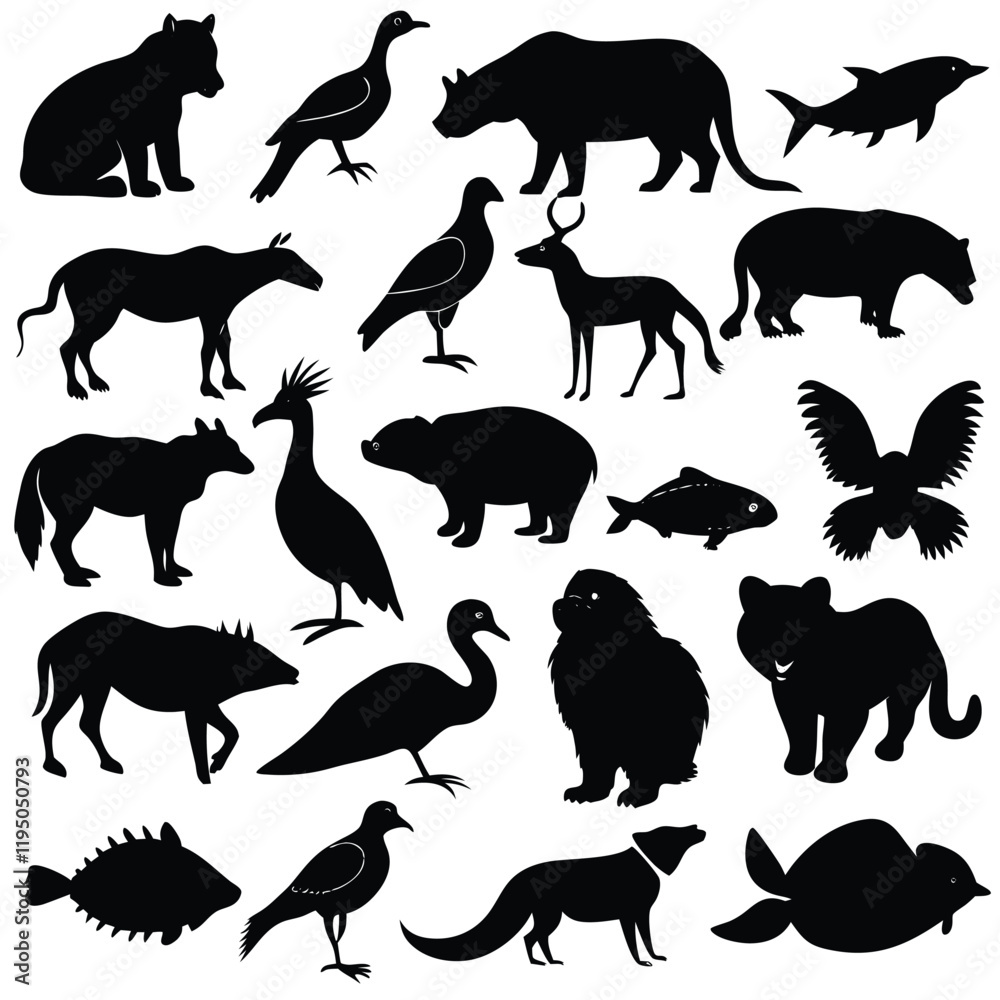 Fototapeta premium set of animals silhouettes