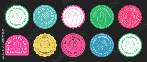 Handmade Icon Sign. Made with Love Icon. Handcrafted Logo.