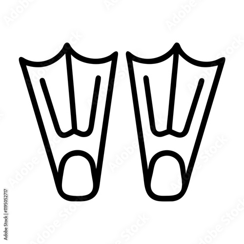 snorkeling fins in the sand icon, snorkeling fins in the sand line art - simple line art of snorkeling fins in the sand, perfect for snorkeling fins in the sand logos and icons and themed design 