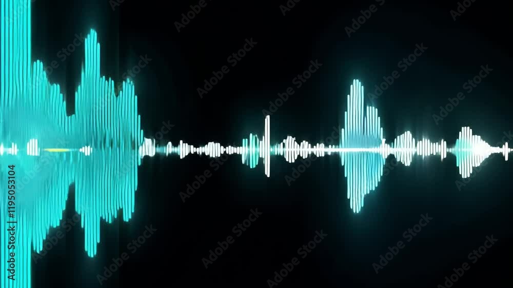 Colorful audio waveforms moving on black background