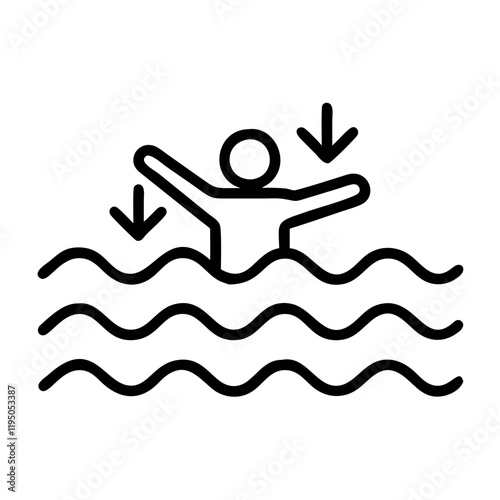 swimming in the tide icon, swimming in the tide line art - simple line art of swimming in the tide, perfect for swimming in the tide logos and icons and themed design 