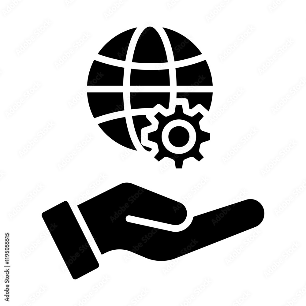 Global Service Vector Glyph Icon Design Global Service Vector Glyph Icon Design