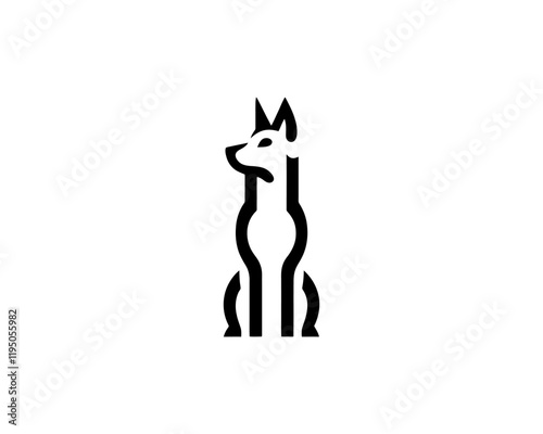 Silhouette Dog logo design icon symbol vector illustration. Black and White Dog Logo photo