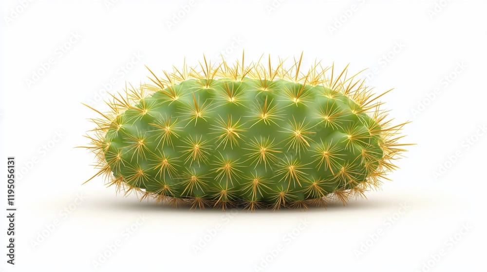 Green cactus with yellow spines isolated on white background. Green cactus with yellow spines isolated on white background.