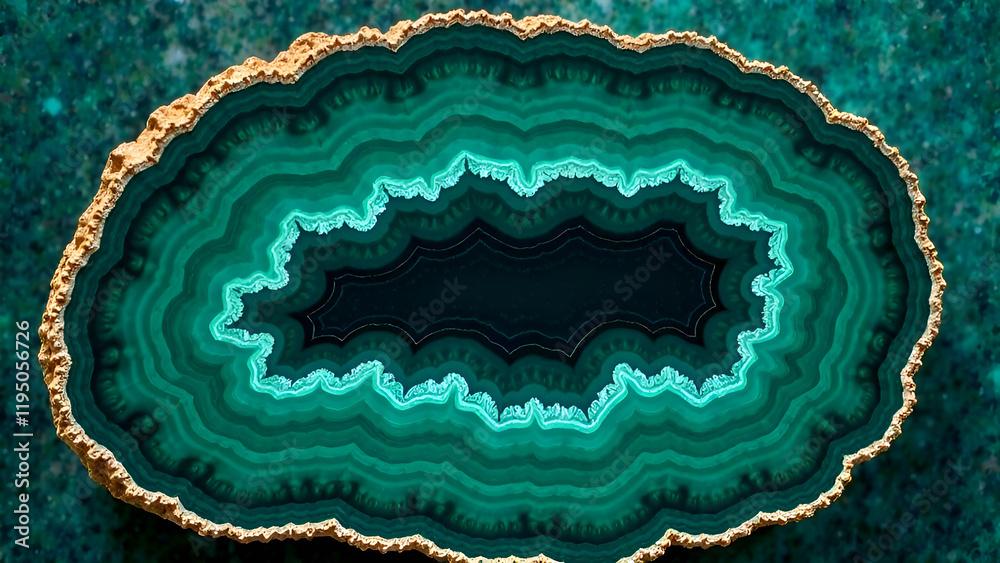 Abstract Background. A unique piece of green rock that features a noticeable hole right in the middle, captivating and intriguing to behold