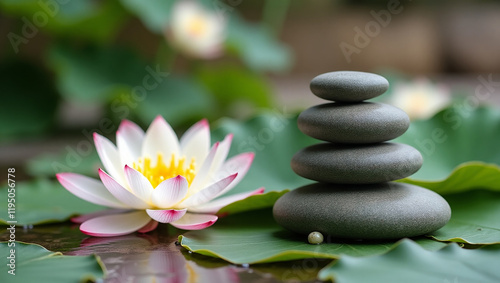 zen stones and flower