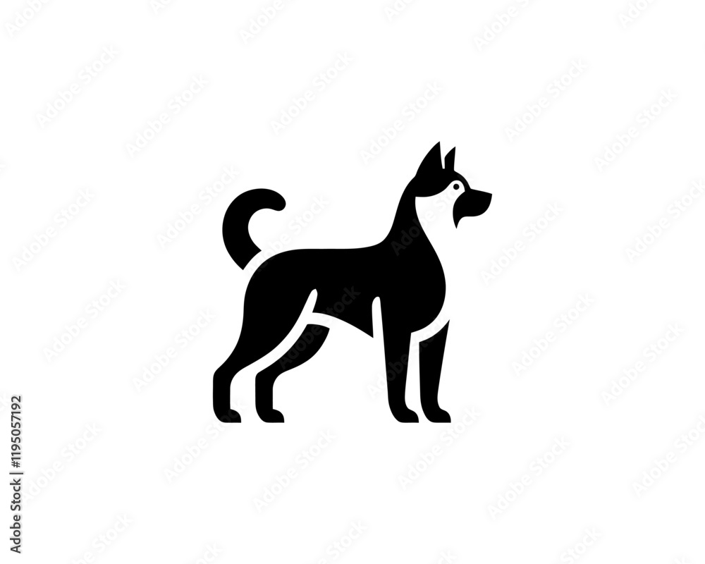 Silhouette Dog logo design icon symbol vector illustration. Black and White Dog Logo