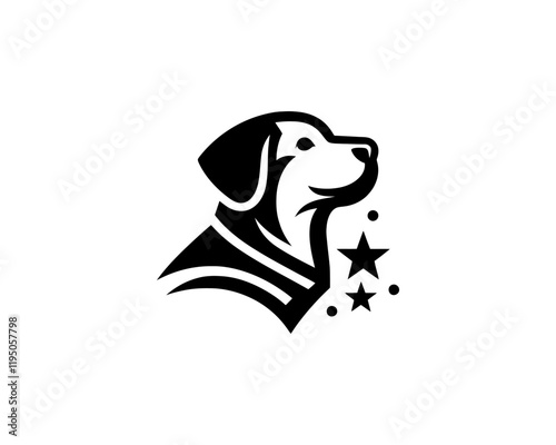 Silhouette Dog logo design icon symbol vector illustration. Black and White Dog Logo photo