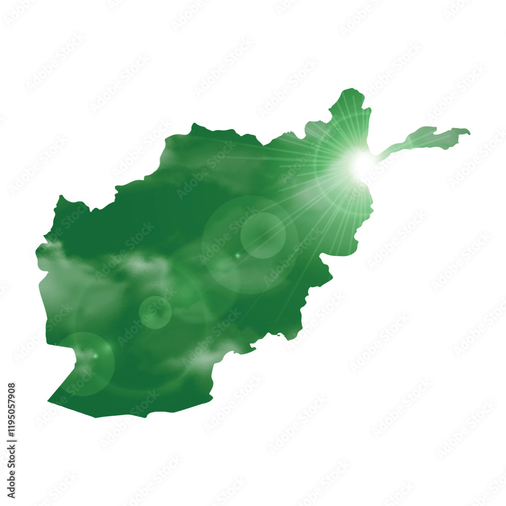Map of BAHRAIN with Beautiful Sun and Clouds in Body Map of BAHRAIN with Beautiful Sun and Clouds in Body