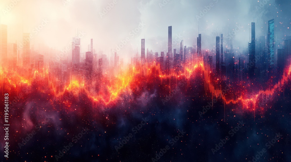 Infernal Cityscape: A fiery digital art painting of a city engulfed in flames, showcasing a dramatic contrast between urban structures and the inferno below. Infernal Cityscape: A fiery digital art painting of a city engulfed in flames, showcasing a dramatic contrast between urban structures and the inferno below.
