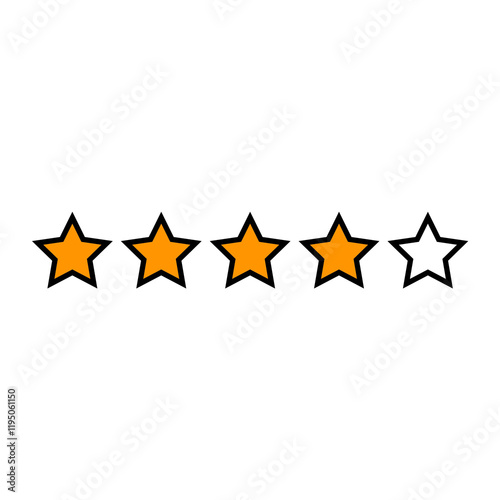 Four stars customer product rating review on transparent background