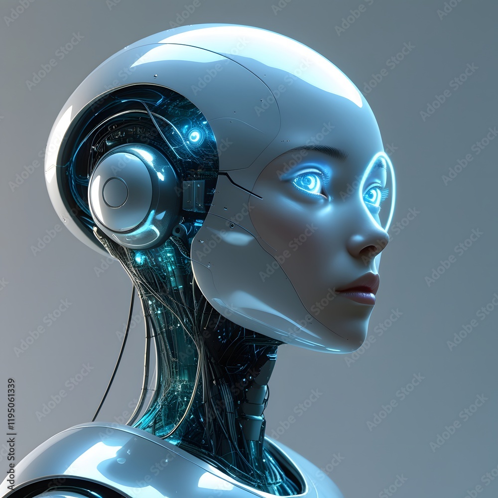 ai robot thinking, side view, isolated ai robot thinking, side view, isolated